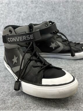 Converse Pro Blaze Strap Leather High Top size 4 kids sharkskin gray black